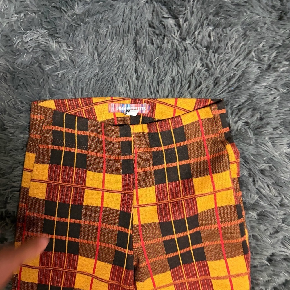 High-Rise Plaid Flared Pants in Yellow & Red - Picture 7 of 10